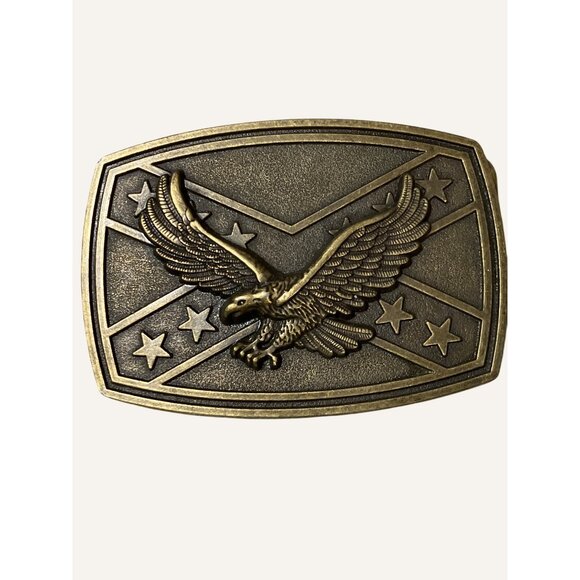 Vintage Brass Belt Buckle With Eagle and Stars Design - Picture 4 of 8